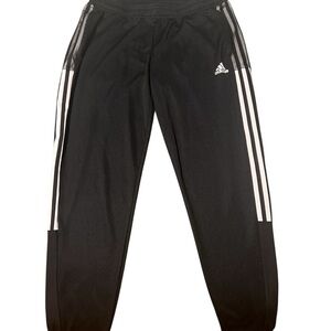 Large Adidas Black Joggers with White Stripes